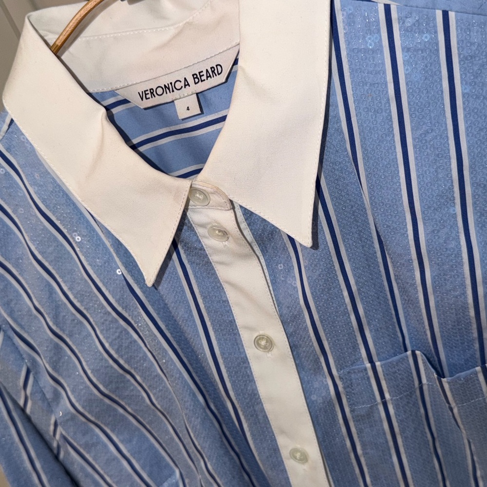 Veronica Beard Blue and White Striped Blouse - Picture 6 of 9